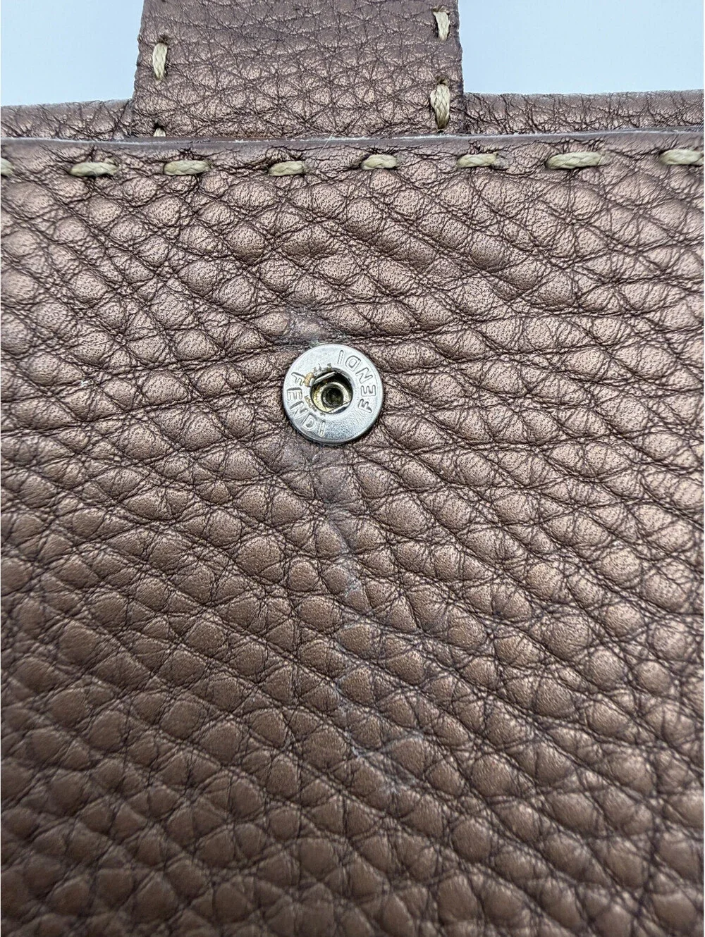 Authentic Fendi Selleria Small Bifold Wallet Hand-Stitched Roman Leather Brown